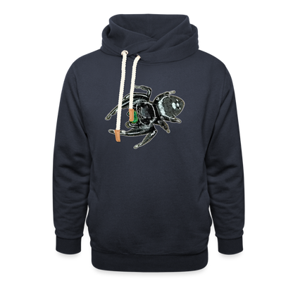 Unisex Schalkragen Hoodie Phidippus regius White Bahamas male - Navy