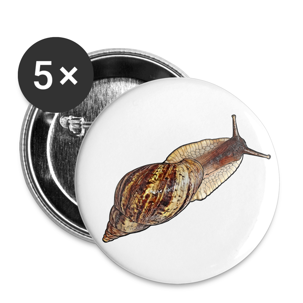 Buttons mittel 32 mm (5er Pack) Achatina reticulata wildfarben - weiß