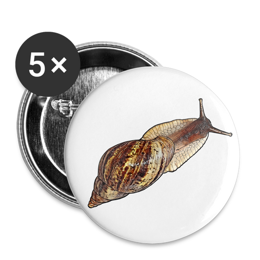 Buttons mittel 32 mm (5er Pack) Achatina reticulata wildfarben - weiß