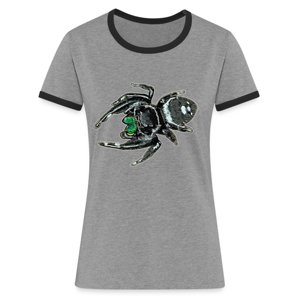 Frauen Kontrast-T-Shirt Phidippus regius White Bahamas male - Grau meliert/Schwarz