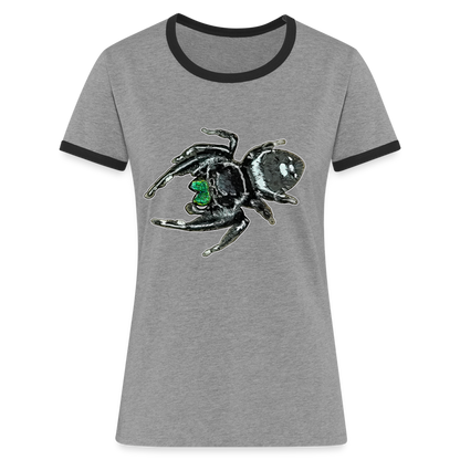 Frauen Kontrast-T-Shirt Phidippus regius White Bahamas male - Grau meliert/Schwarz