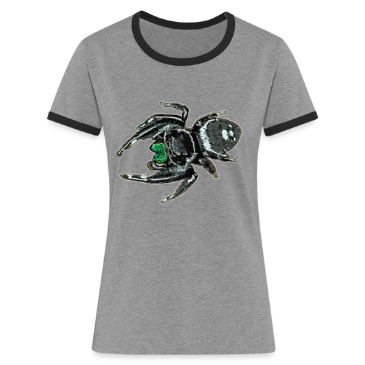 Frauen Kontrast-T-Shirt Phidippus regius White Bahamas male - Grau meliert/Schwarz