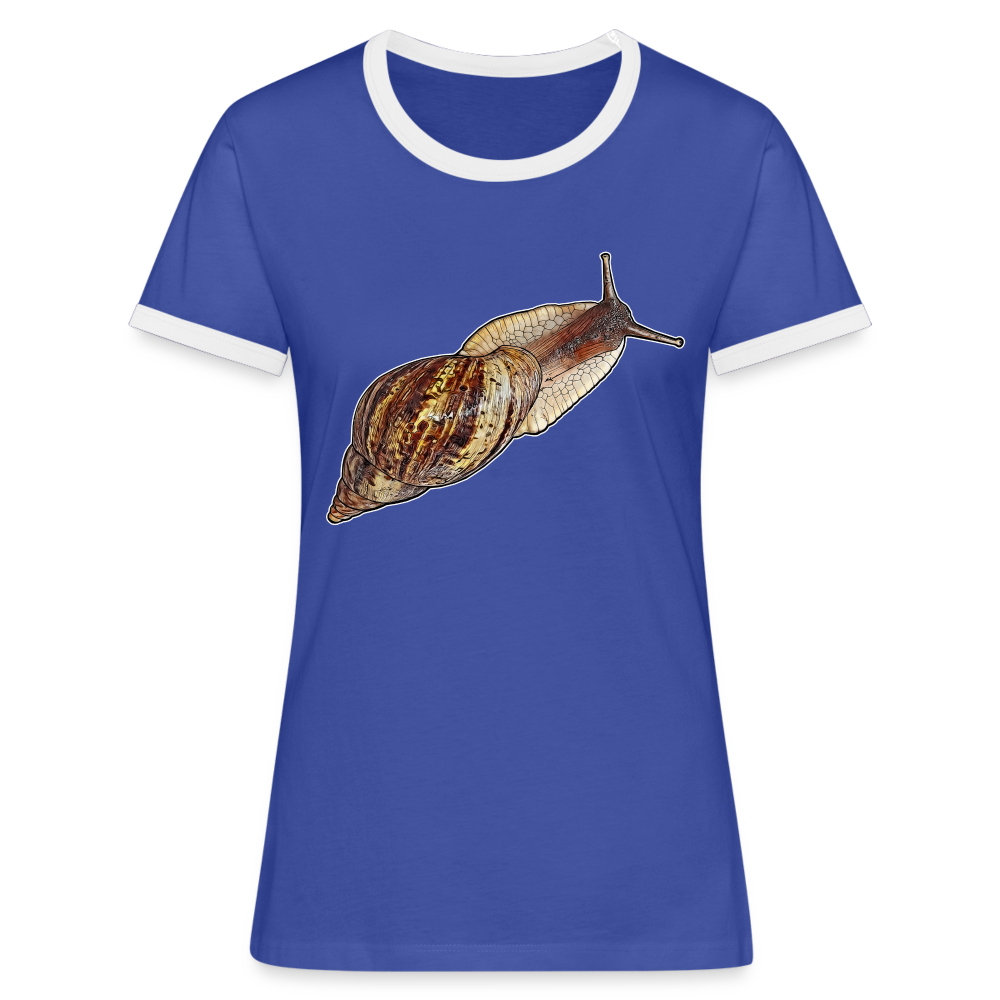 Frauen Kontrast-T-Shirt Achatina reticulata wildfarben - Blau/Weiß