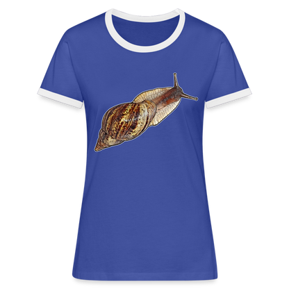 Frauen Kontrast-T-Shirt Achatina reticulata wildfarben - Blau/Weiß