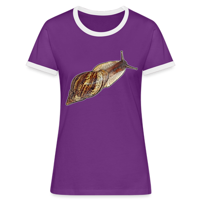 Frauen Kontrast-T-Shirt Achatina reticulata wildfarben - Lila/Weiß
