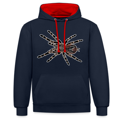 Unisex Kontrast-Hoodie Acanthoscurria geniculata - Navy/Rot