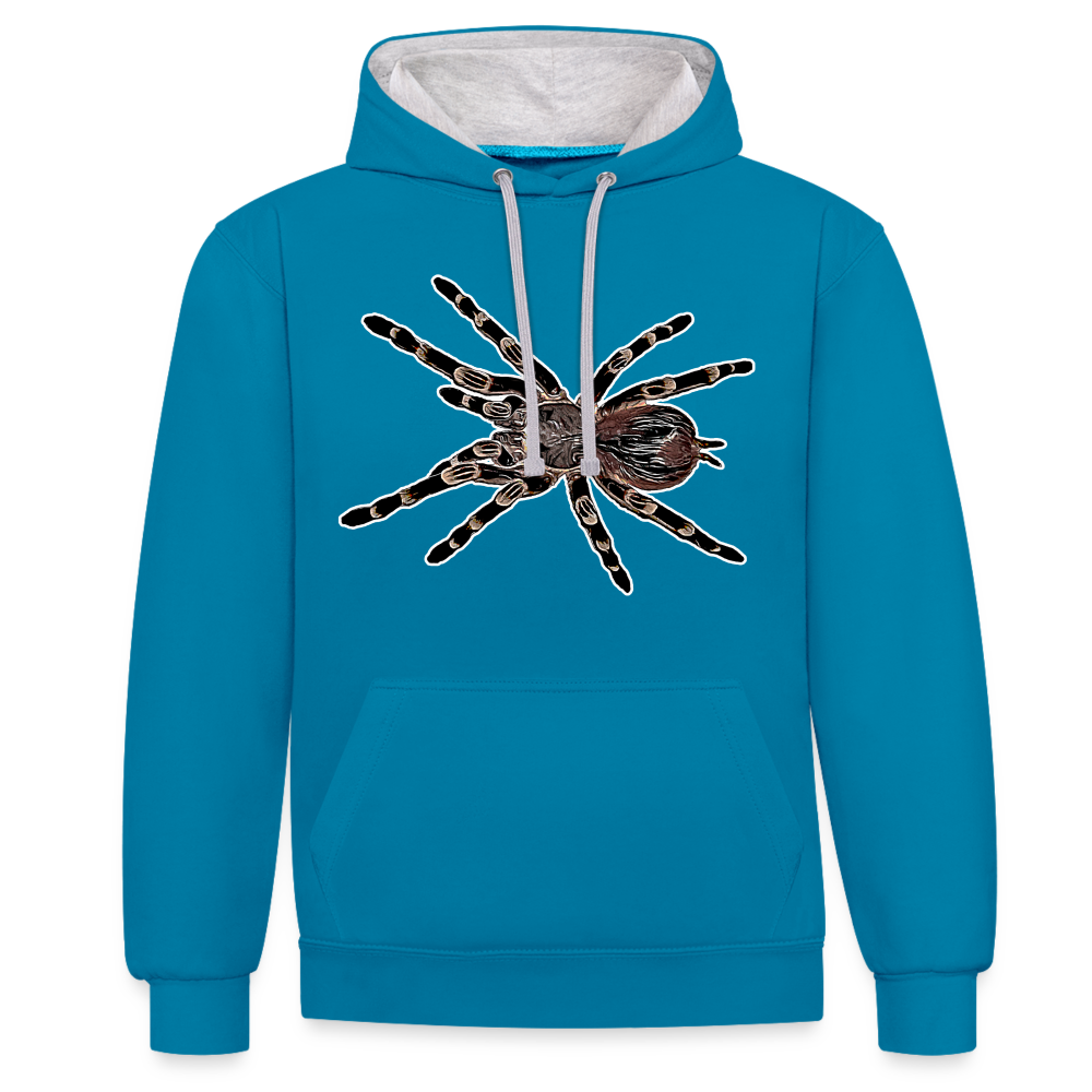 Unisex Kontrast-Hoodie Acanthoscurria geniculata - Pfauenblau/Grau meliert