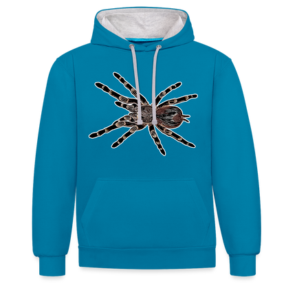 Unisex Kontrast-Hoodie Acanthoscurria geniculata - Pfauenblau/Grau meliert