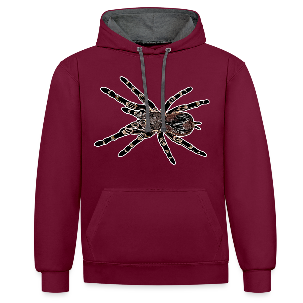Unisex Kontrast-Hoodie Acanthoscurria geniculata - Weinrot/Anthrazit