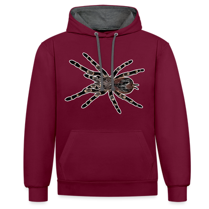 Unisex Kontrast-Hoodie Acanthoscurria geniculata - Weinrot/Anthrazit