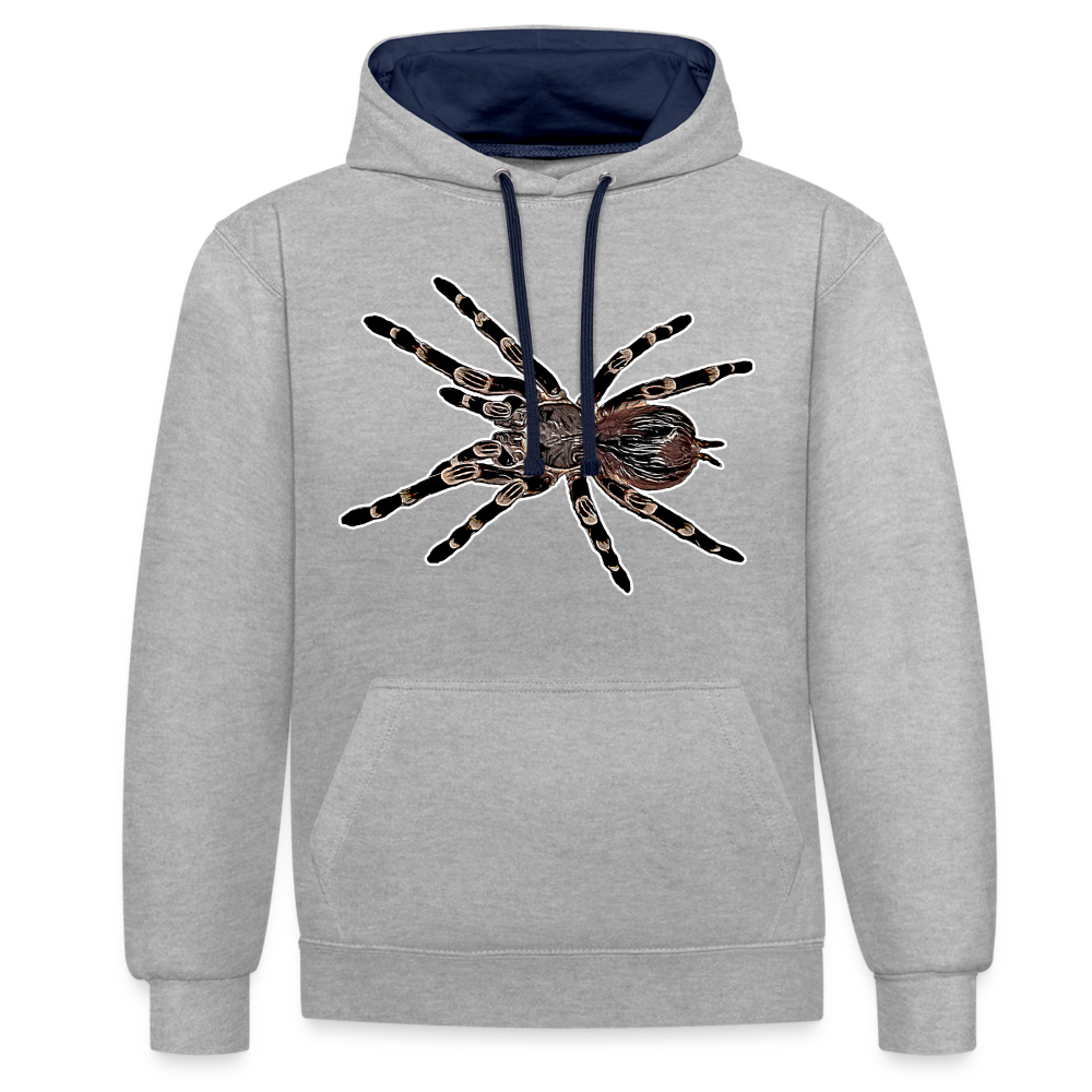 Unisex Kontrast-Hoodie Acanthoscurria geniculata - Grau meliert/Navy