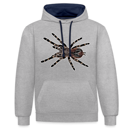 Unisex Kontrast-Hoodie Acanthoscurria geniculata - Grau meliert/Navy