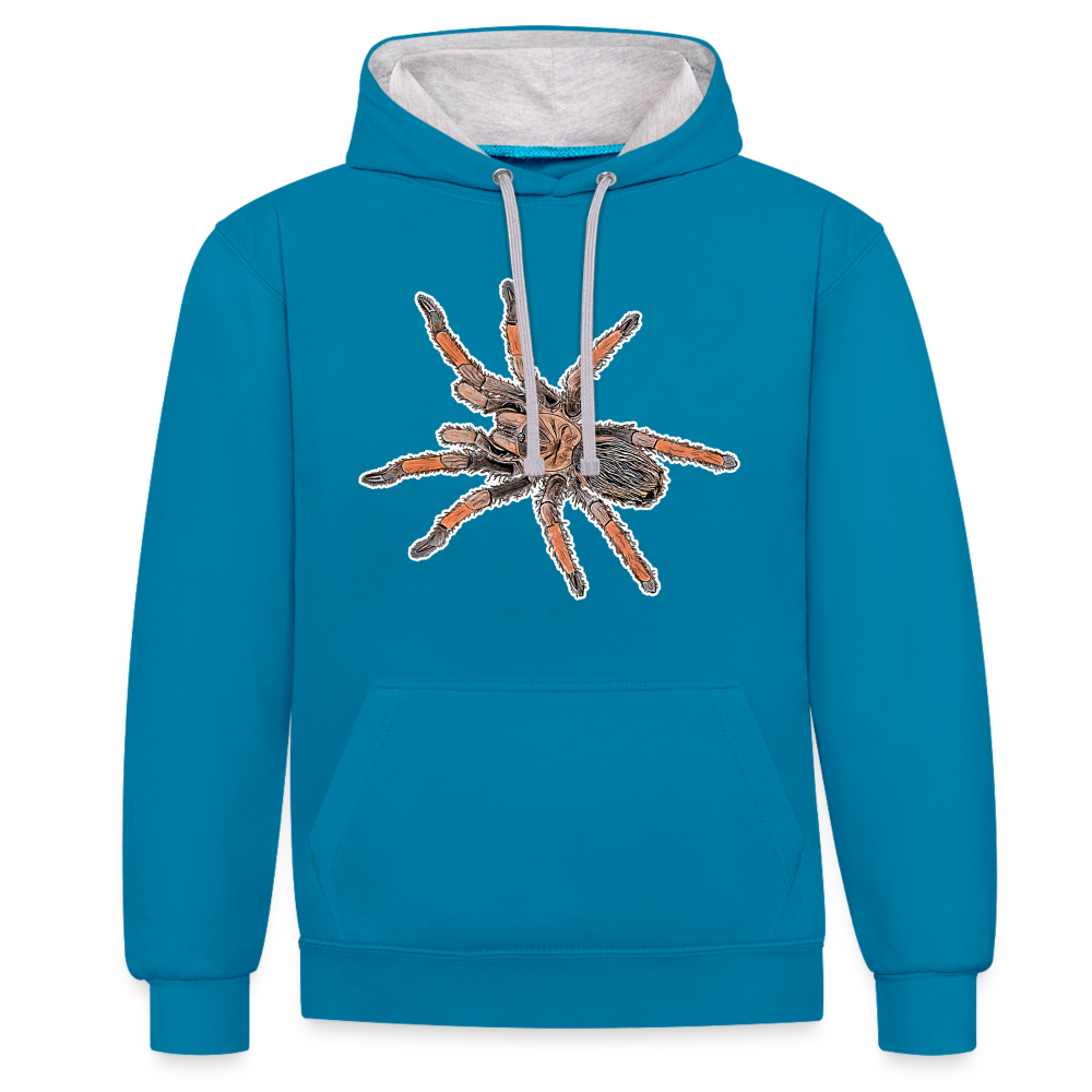 Unisex Kontrast-Hoodie Brachypelma emilia - Pfauenblau/Grau meliert