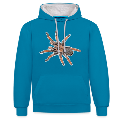 Unisex Kontrast-Hoodie Brachypelma emilia - Pfauenblau/Grau meliert