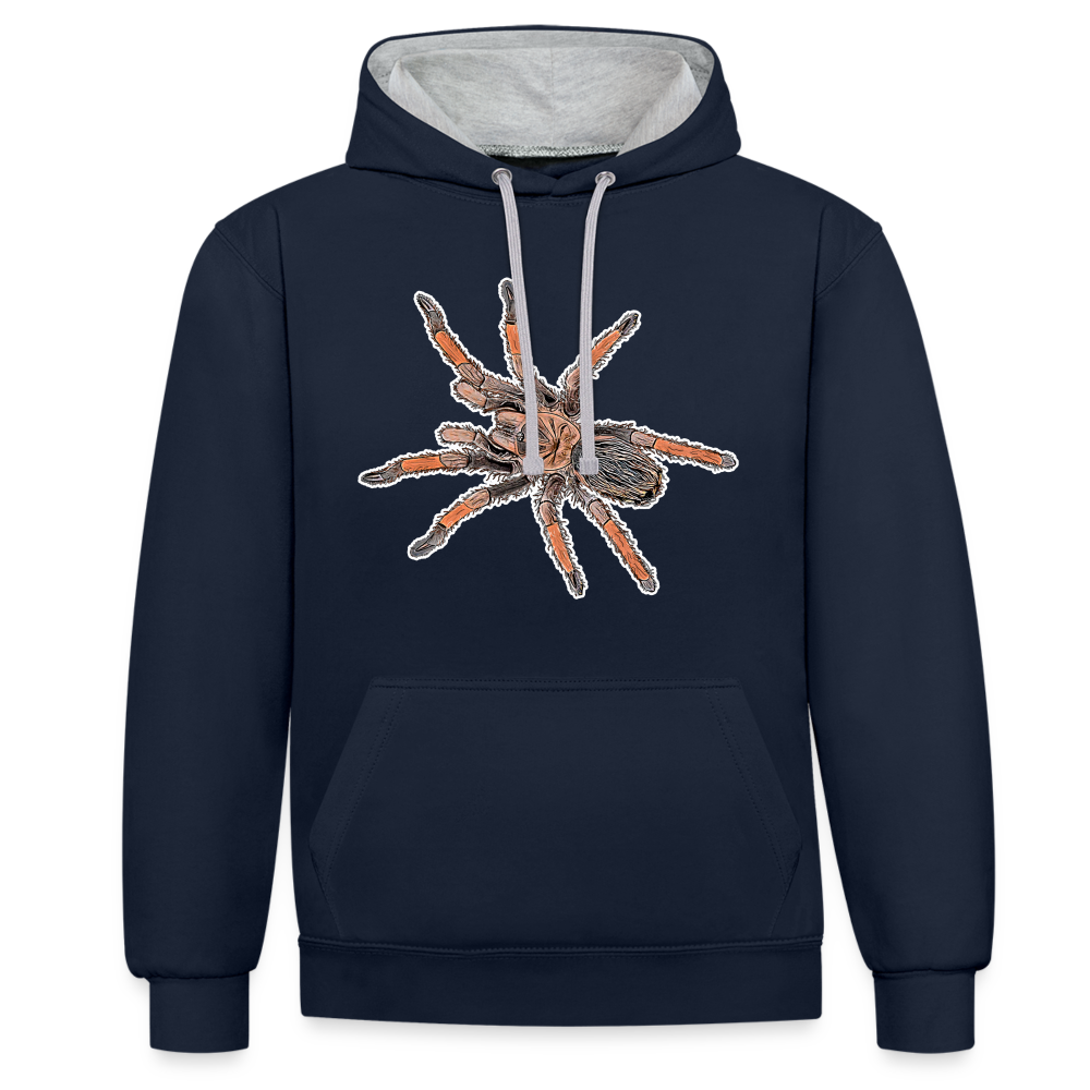 Unisex Kontrast-Hoodie Brachypelma emilia - Navy/Grau meliert
