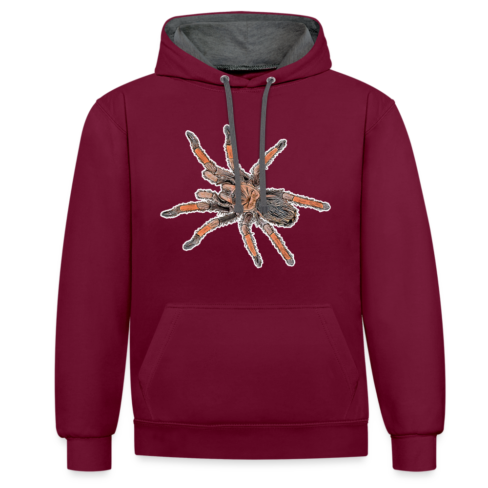 Unisex Kontrast-Hoodie Brachypelma emilia - Weinrot/Anthrazit