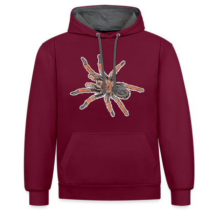 Unisex Kontrast-Hoodie Brachypelma emilia - Weinrot/Anthrazit