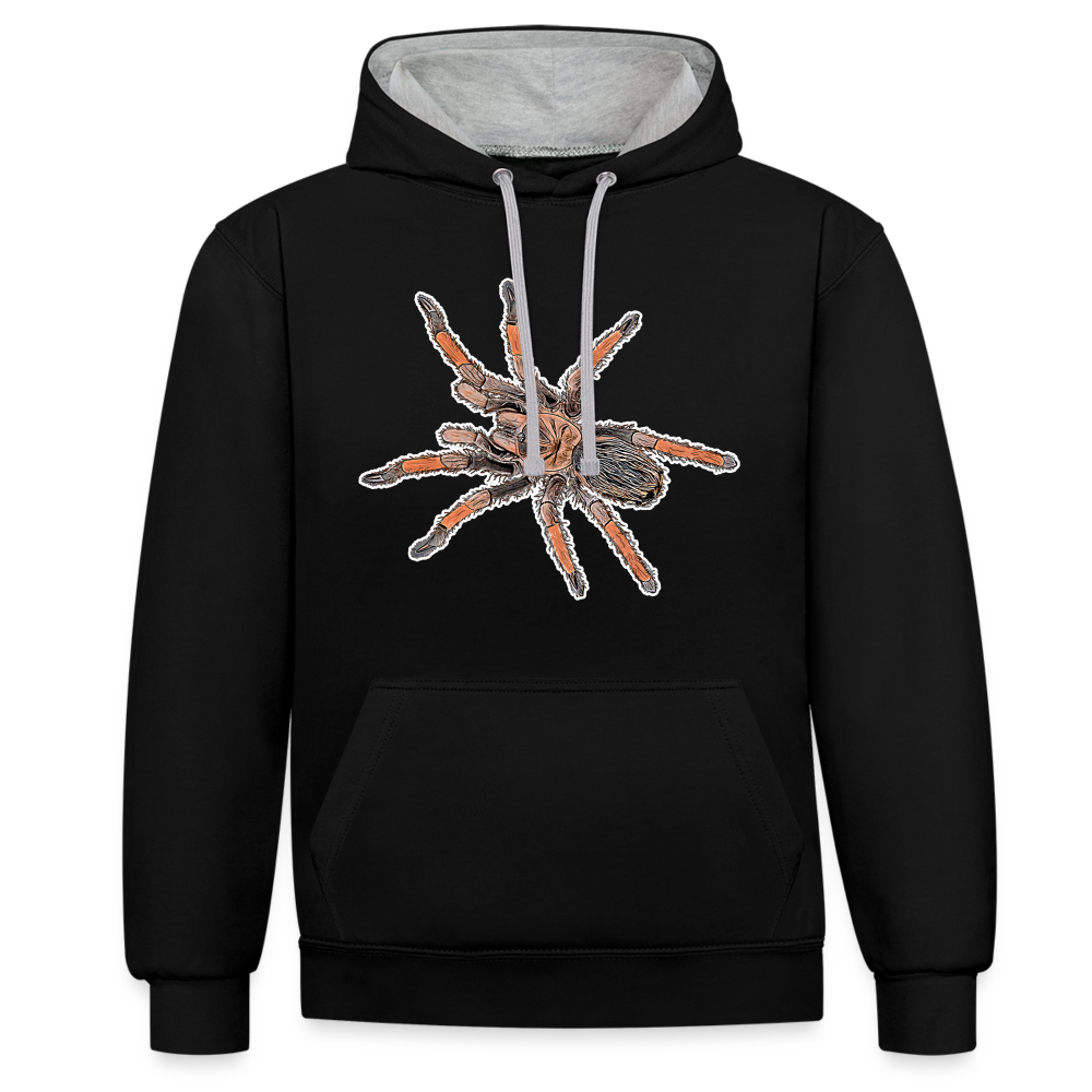 Unisex Kontrast-Hoodie Brachypelma emilia - Schwarz/Grau meliert