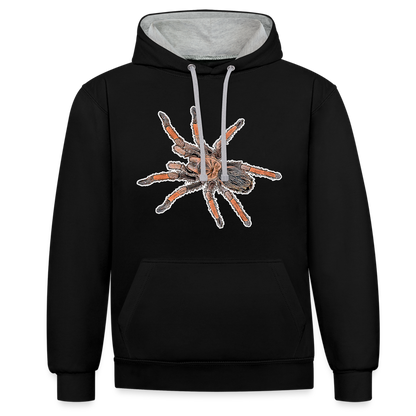 Unisex Kontrast-Hoodie Brachypelma emilia - Schwarz/Grau meliert