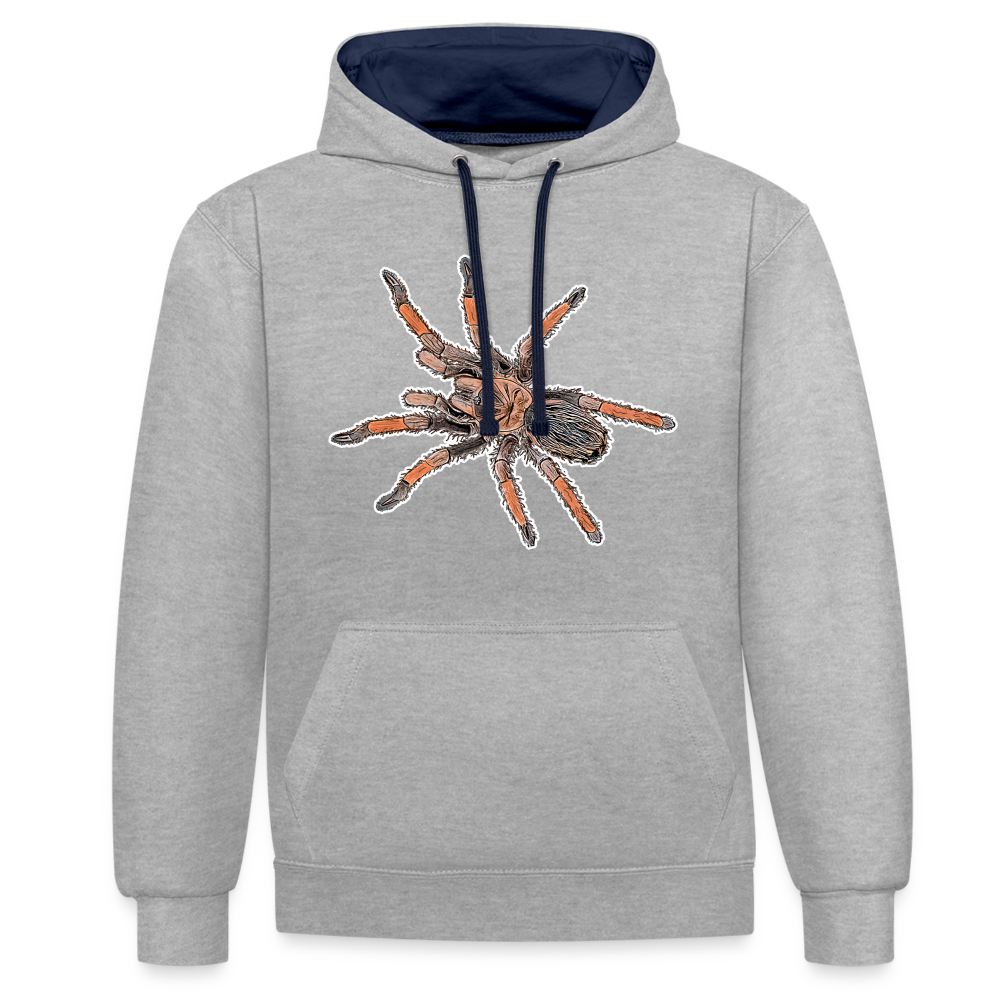 Unisex Kontrast-Hoodie Brachypelma emilia - Grau meliert/Navy