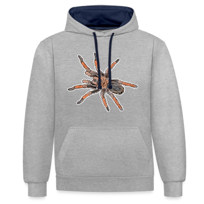 Unisex Kontrast-Hoodie Brachypelma emilia - Grau meliert/Navy