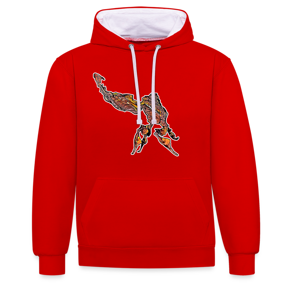 Unisex Kontrast-Hoodie Phyllocrania paradoxa male - Rot/Weiß