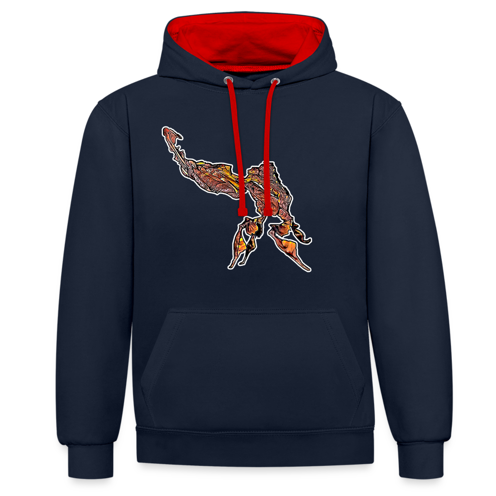 Unisex Kontrast-Hoodie Phyllocrania paradoxa male - Navy/Rot