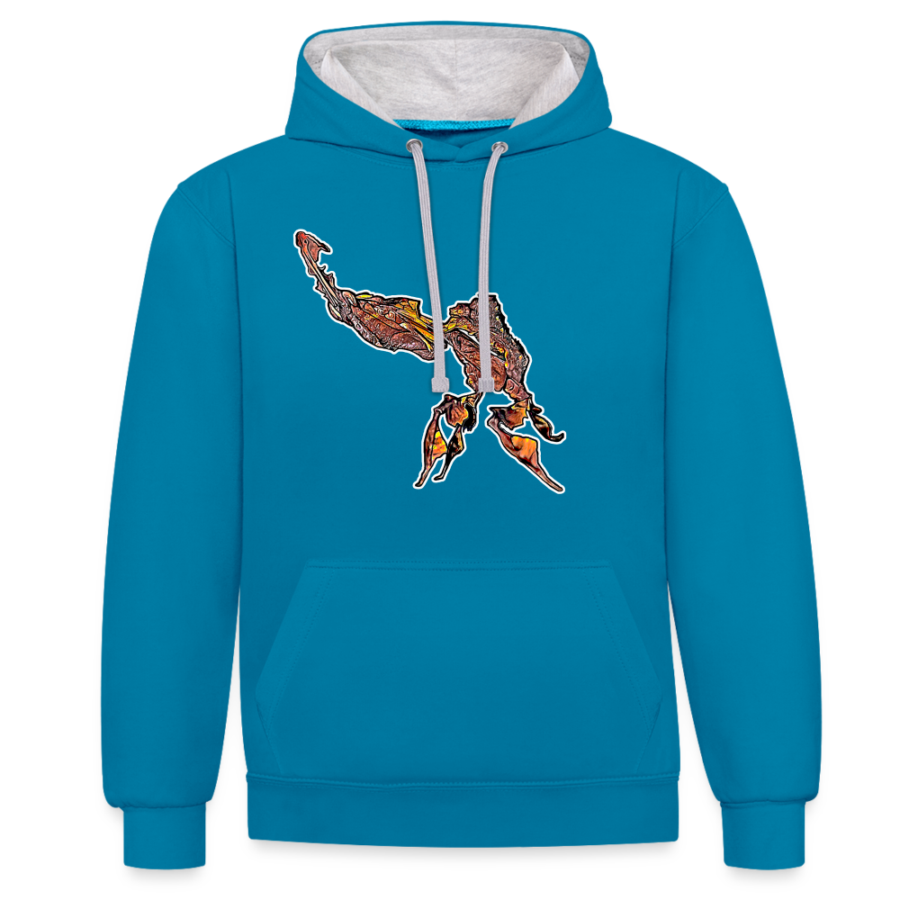 Unisex Kontrast-Hoodie Phyllocrania paradoxa male - Pfauenblau/Grau meliert