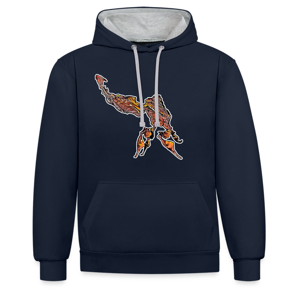 Unisex Kontrast-Hoodie Phyllocrania paradoxa male - Navy/Grau meliert