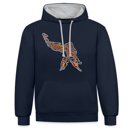 Unisex Kontrast-Hoodie Phyllocrania paradoxa male - Navy/Grau meliert