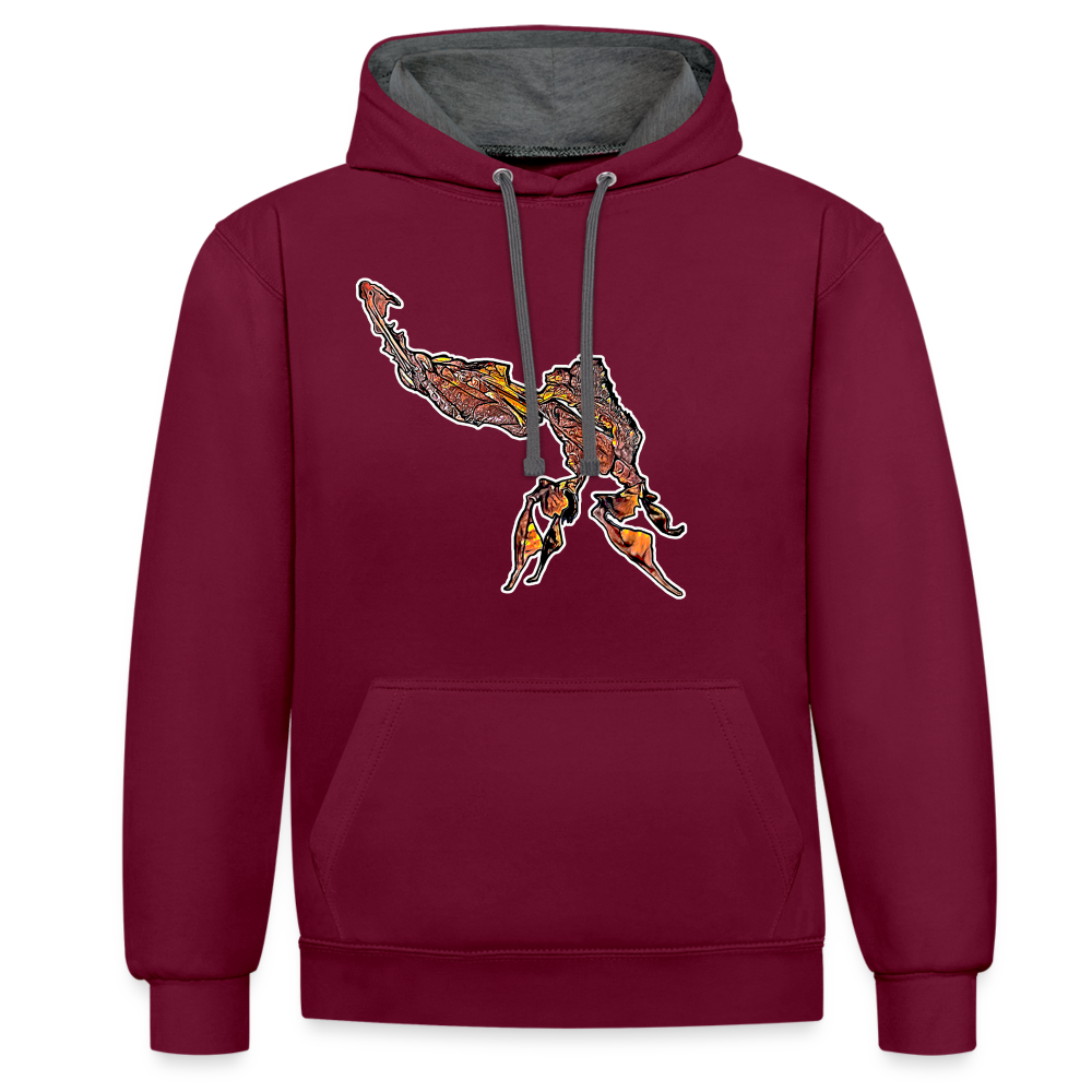Unisex Kontrast-Hoodie Phyllocrania paradoxa male - Weinrot/Anthrazit