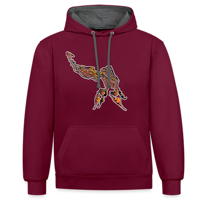 Unisex Kontrast-Hoodie Phyllocrania paradoxa male - Weinrot/Anthrazit