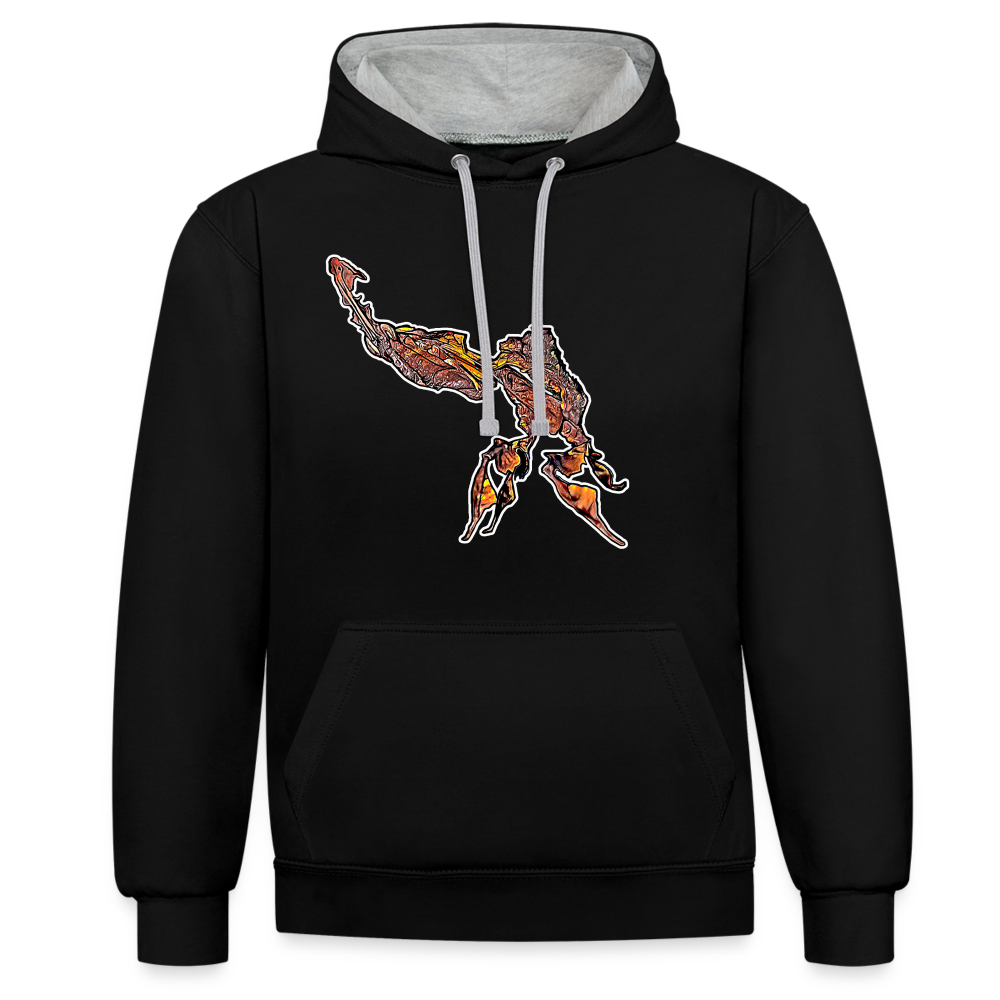 Unisex Kontrast-Hoodie Phyllocrania paradoxa male - Schwarz/Grau meliert