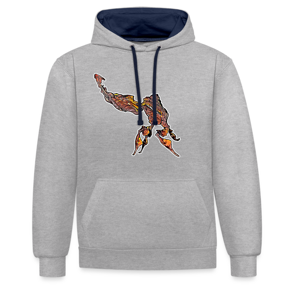 Unisex Kontrast-Hoodie Phyllocrania paradoxa male - Grau meliert/Navy