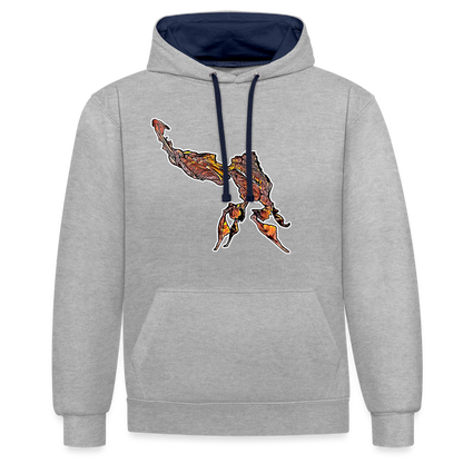 Unisex Kontrast-Hoodie Phyllocrania paradoxa male - Grau meliert/Navy