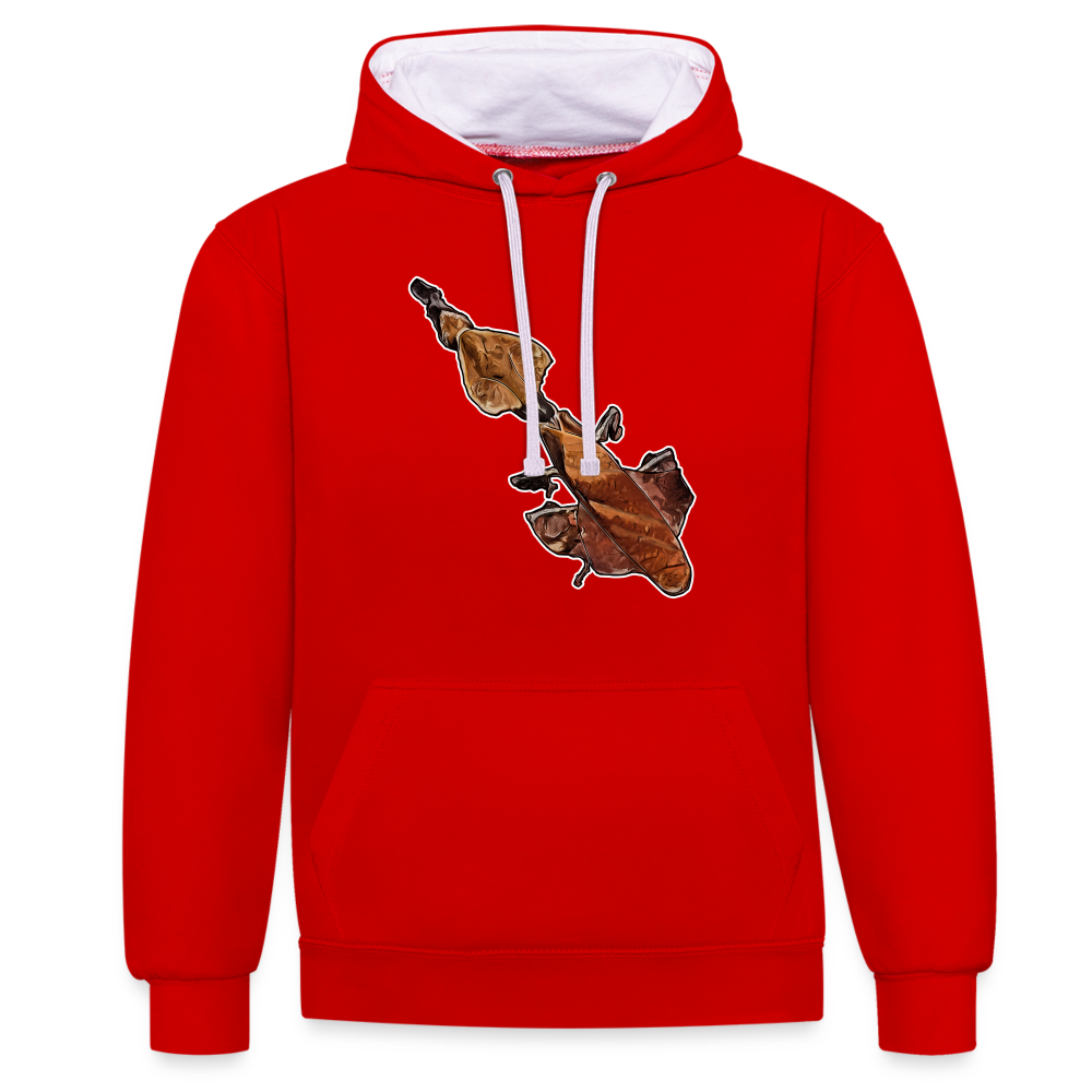 Unisex Kontrast-Hoodie Phyllocrania paradoxa female - Rot/Weiß