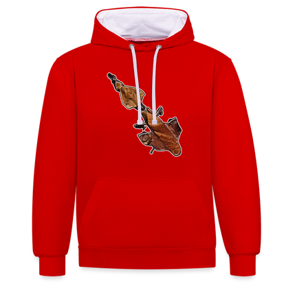 Unisex Kontrast-Hoodie Phyllocrania paradoxa female - Rot/Weiß