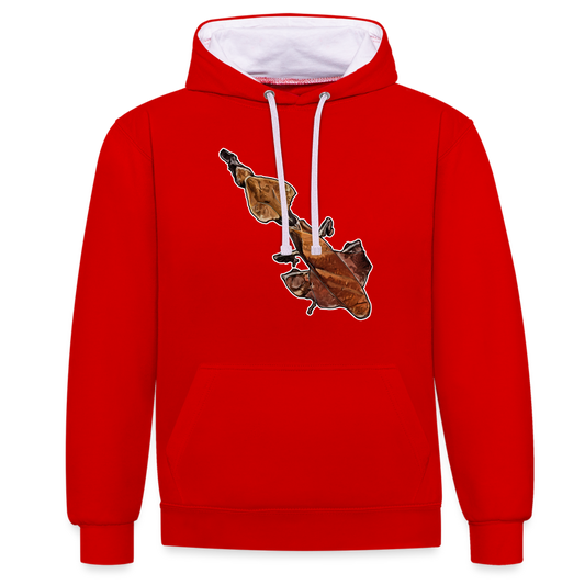 Unisex Kontrast-Hoodie Phyllocrania paradoxa female - Rot/Weiß