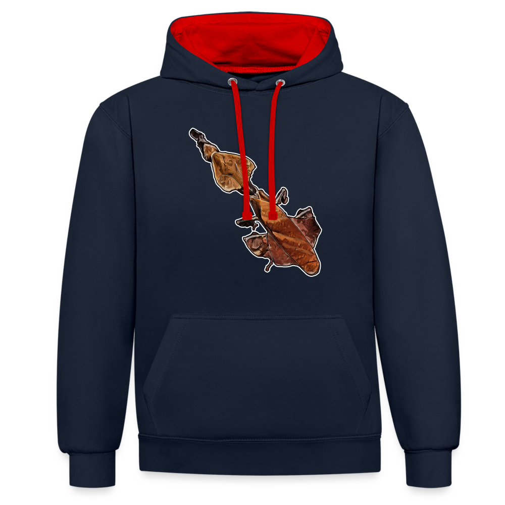 Unisex Kontrast-Hoodie Phyllocrania paradoxa female - Navy/Rot