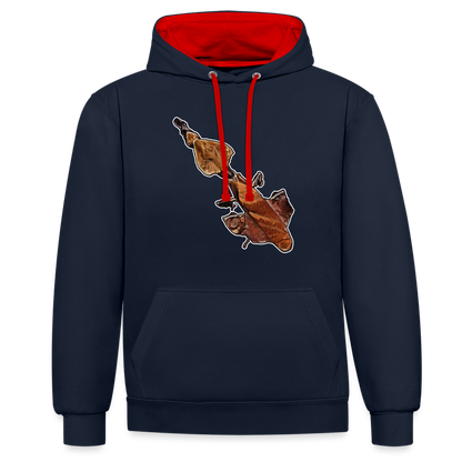 Unisex Kontrast-Hoodie Phyllocrania paradoxa female - Navy/Rot