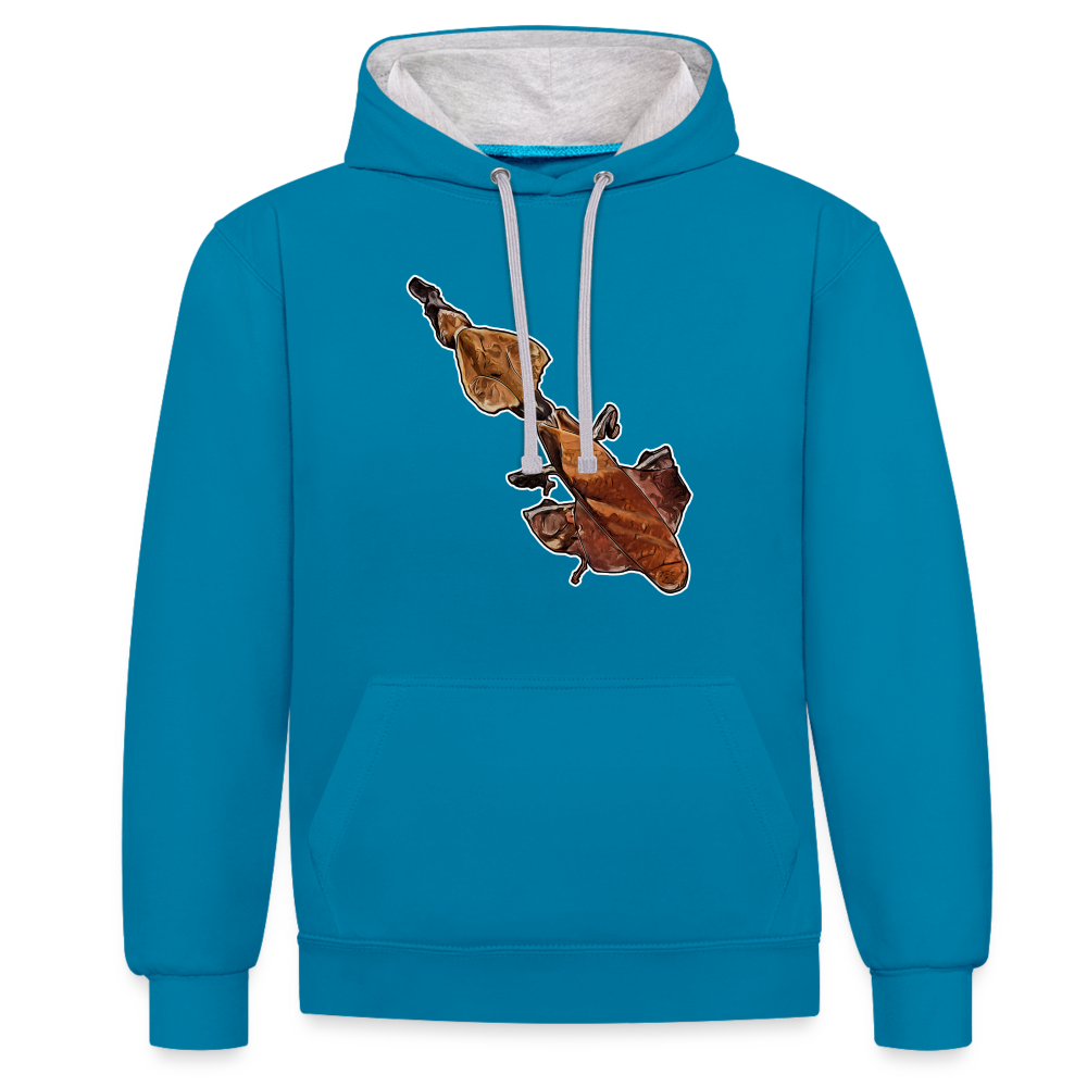 Unisex Kontrast-Hoodie Phyllocrania paradoxa female - Pfauenblau/Grau meliert