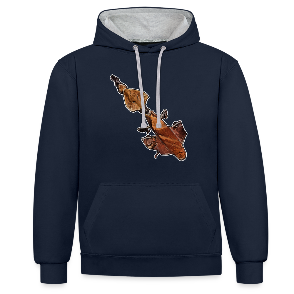 Unisex Kontrast-Hoodie Phyllocrania paradoxa female - Navy/Grau meliert