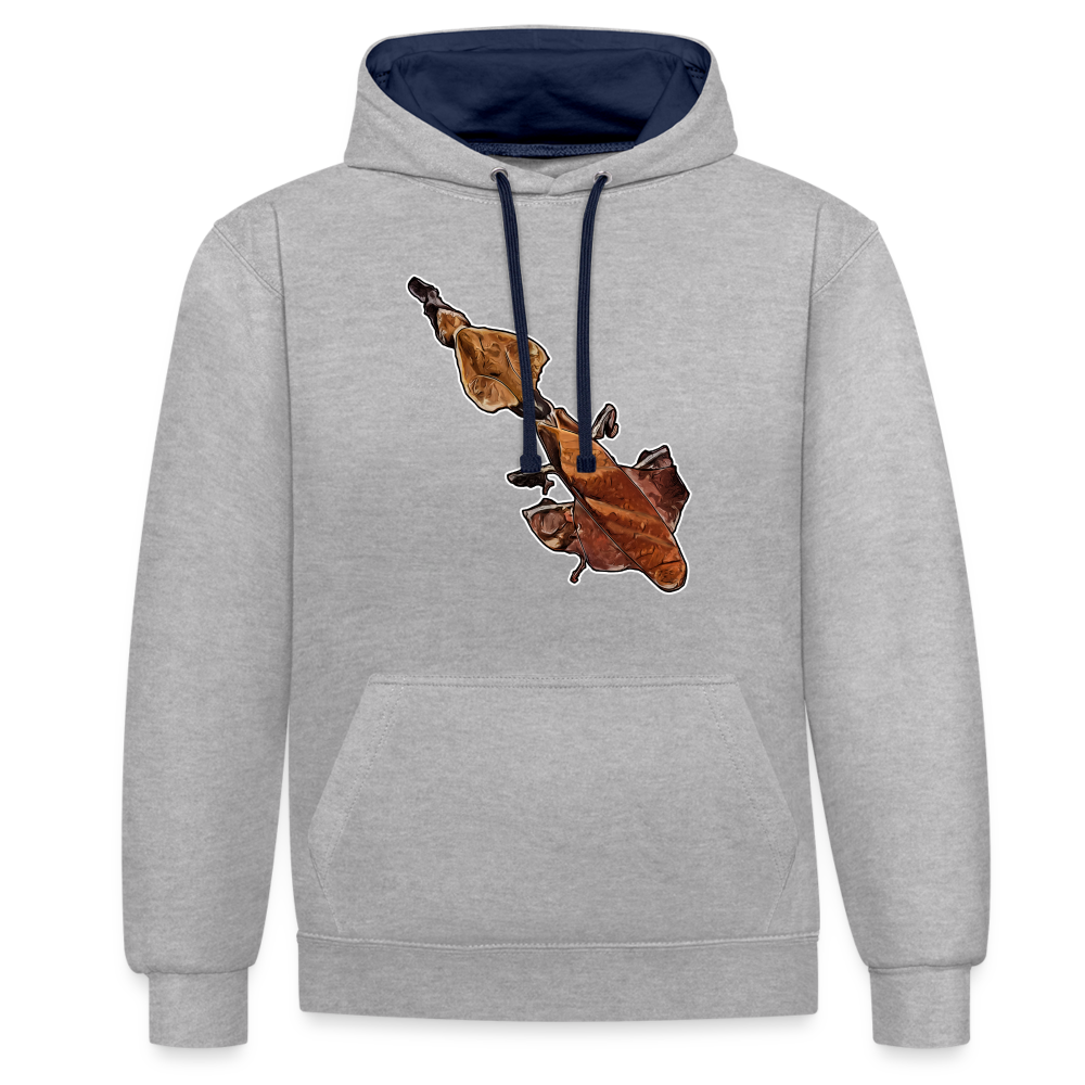 Unisex Kontrast-Hoodie Phyllocrania paradoxa female - Grau meliert/Navy