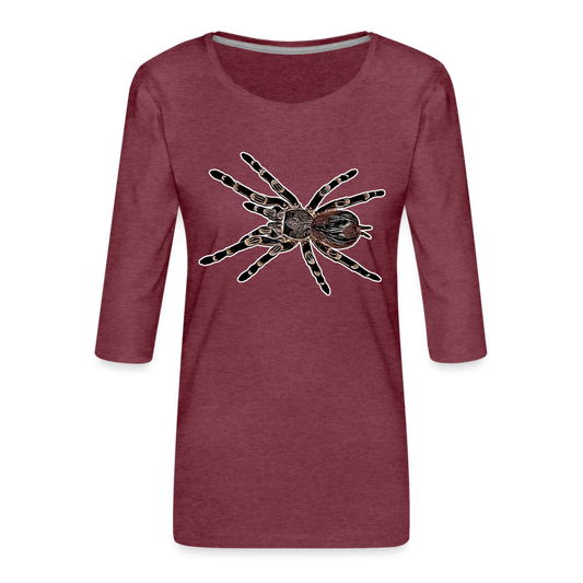 Frauen 3/4-Arm Shirt Acanthoscurria geniculata - Bordeauxrot meliert