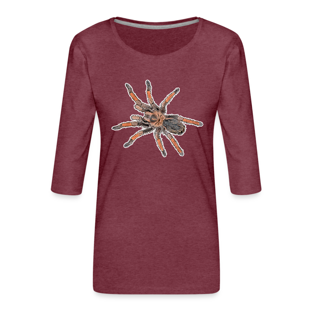 Frauen 3/4-Arm Shirt Brachypelma emilia - Bordeauxrot meliert