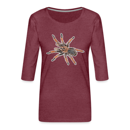 Frauen 3/4-Arm Shirt Brachypelma emilia - Bordeauxrot meliert