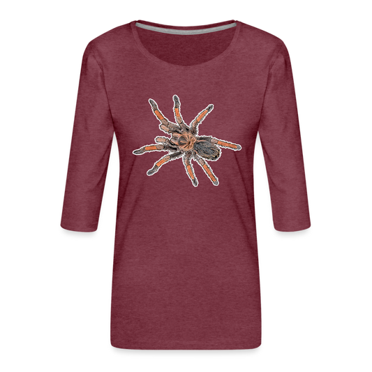 Frauen 3/4-Arm Shirt Brachypelma emilia - Bordeauxrot meliert