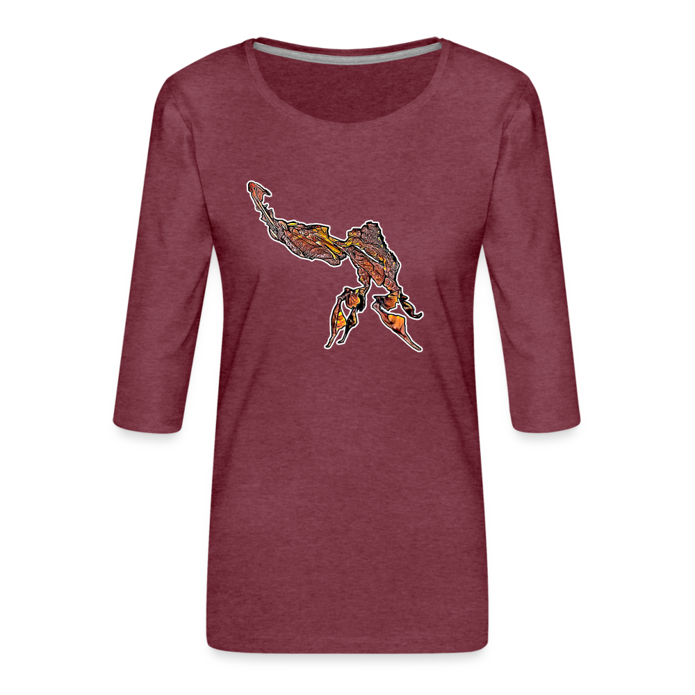 Frauen 3/4-Arm Shirt Phyllocrania paradoxa male - Bordeauxrot meliert