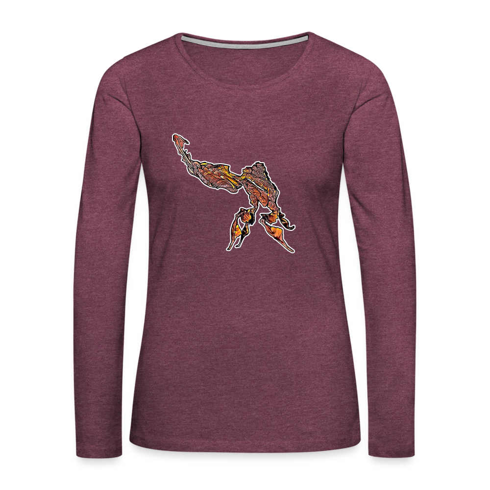Frauen Longsleeve Phyllocrania paradoxa male - Bordeauxrot meliert