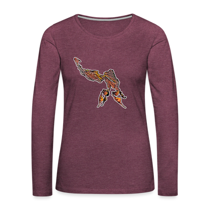 Frauen Longsleeve Phyllocrania paradoxa male - Bordeauxrot meliert